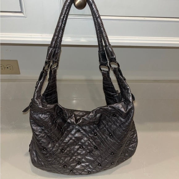 Large Elliott Lucca soft leather studded metallic bag - Picture 4 of 7